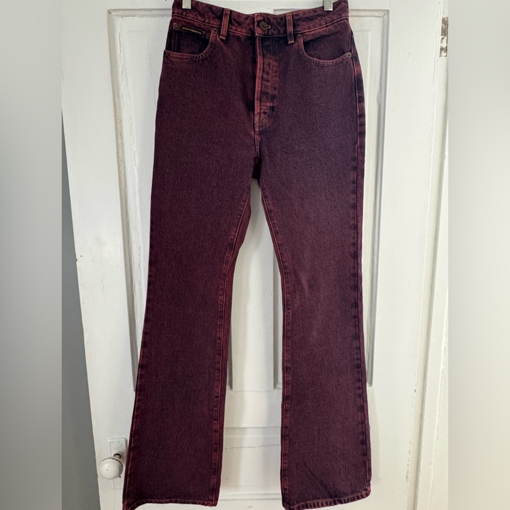 Paco Rabanne Women's Bootcut Jeans in Acid Wash Plum NWT